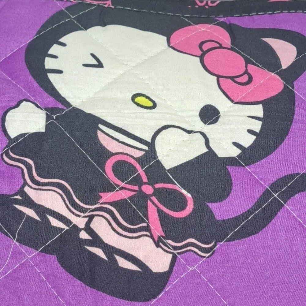 Sanrio Reversible Hello Kitty Halloween Twin Quilted Blanket Purple/ Black New